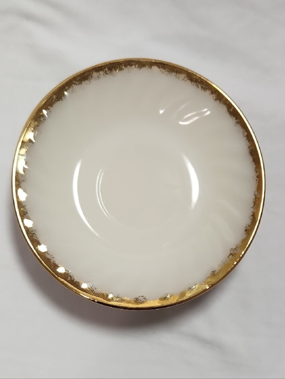 Vintage 1950's Fire-King Swirl Golden Anniversary Saucer Set Of Six